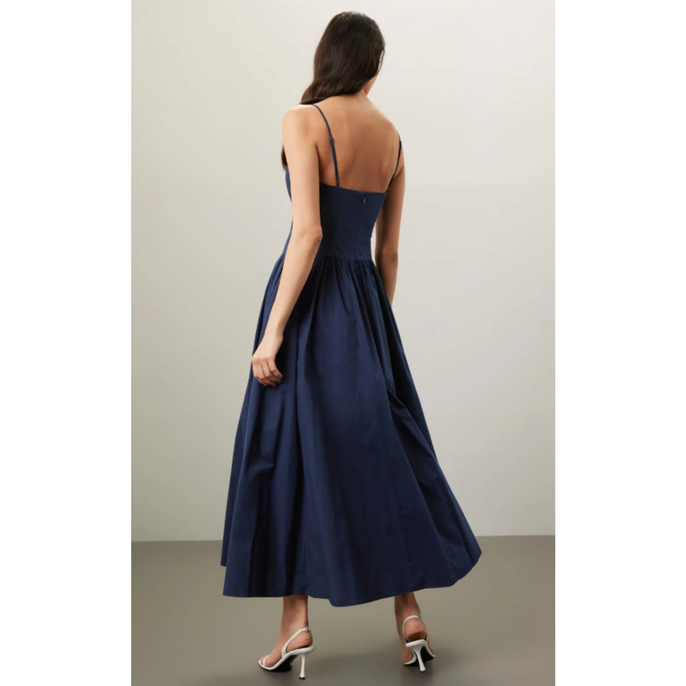 Staud Dena Blue Cotton Dress ize 4 - Picture 4 of 9